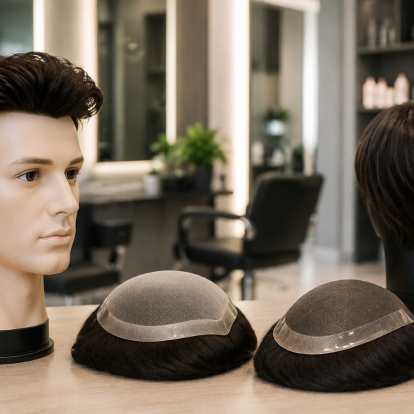 hair replacement studio in guwahati showing professional wigs hair patches and hair system display at hairwigcenter salon
